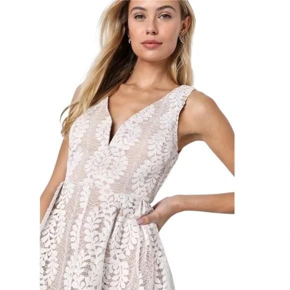 Lulus All of My Heart Lace Skater Short Mini Dress, Cream White Size Medium NWT - Picture 5 of 12
